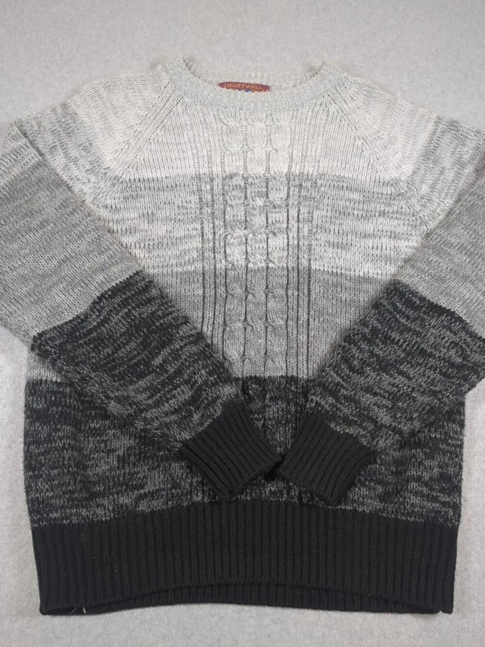 Vintage Chartwell Sweater Men's XL Gray Black Long Sleeve Acrylic Knit Pullover